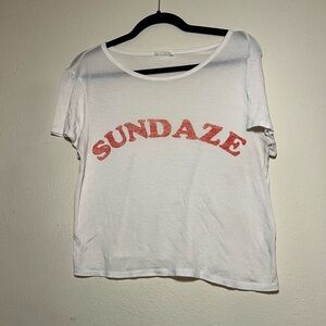 Sundaze White Graphic Crop Tee